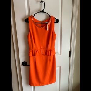 Orange with gold accent cocktail dress